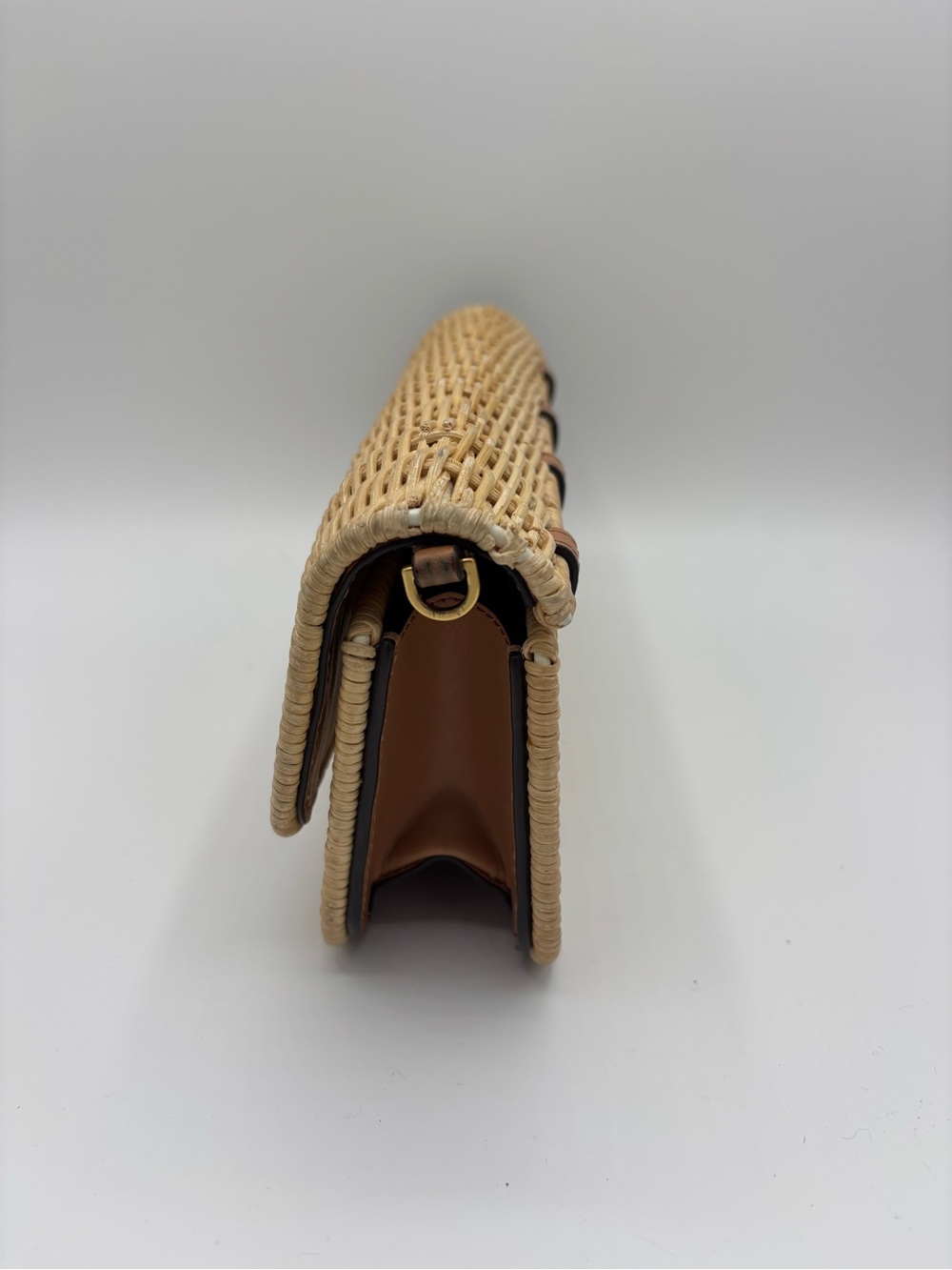 Tory Burch Woven Rattan Clutch with Gold Logo - Picture 3 of 9